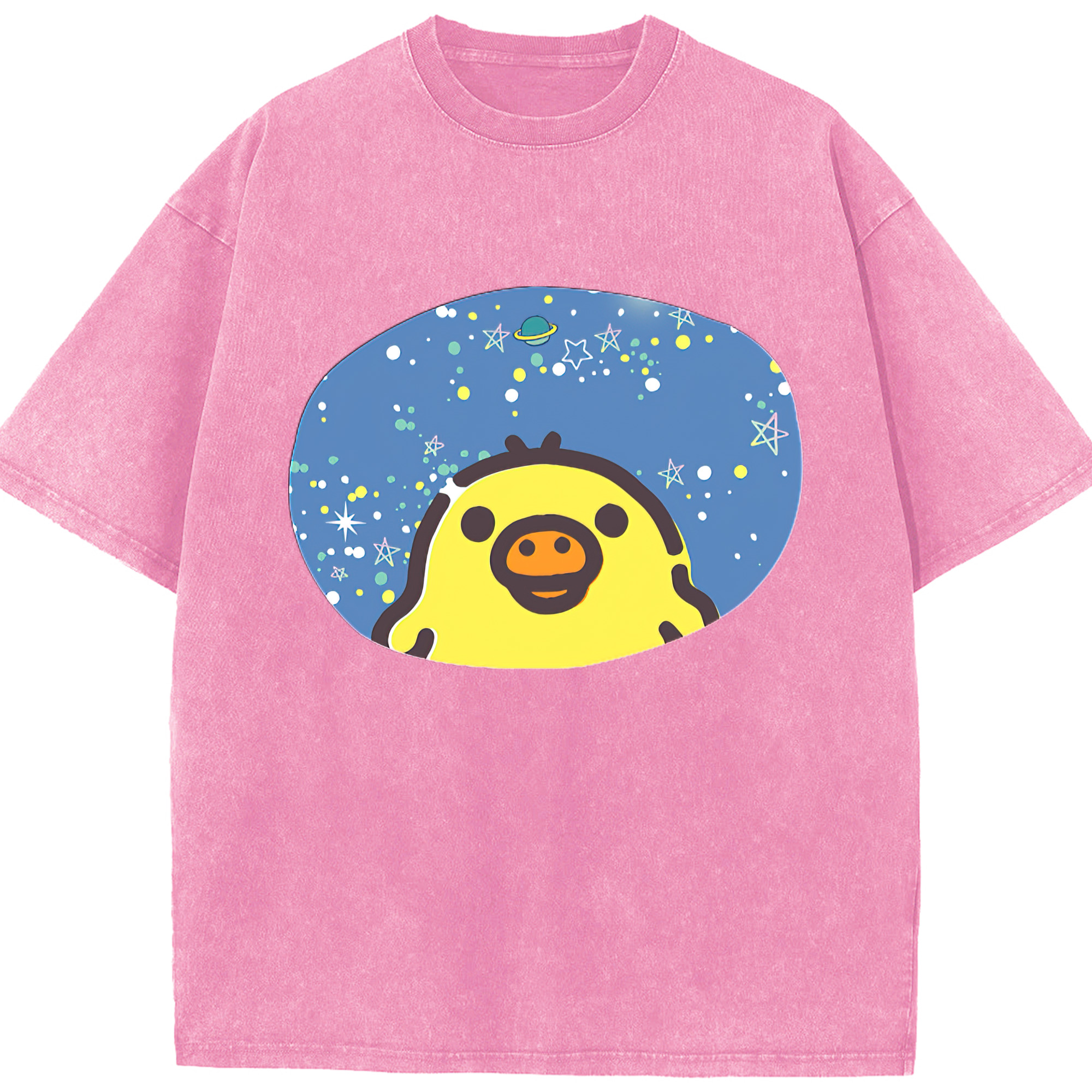 （画像用） リラックマ リラックマ キイロイトリ Rilakkuma Korilakkuma Kiiroitori 綿100% ヴィンテージ風 半袖Tシャツ（フロントプリント）